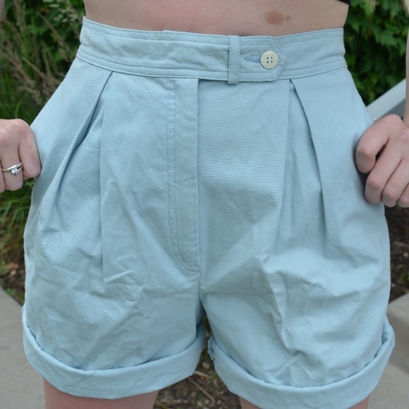 WINTER SALE: VTG Light Blue Mom Shorts - Picture 1 of 5